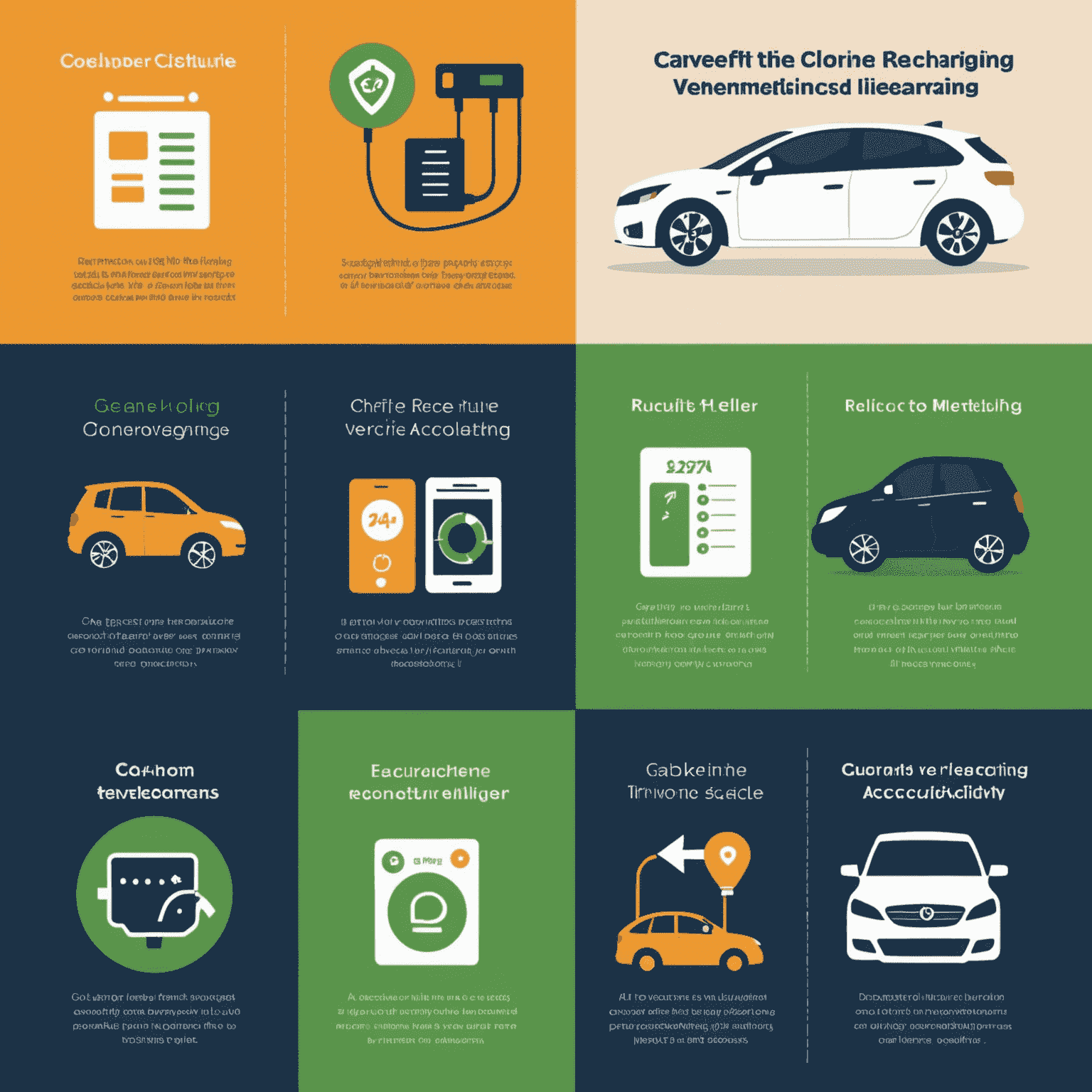 Illustration showing the benefits of online vehicle recharging, such as time savings, convenience, and 24/7 accessibility, with icons representing each benefit