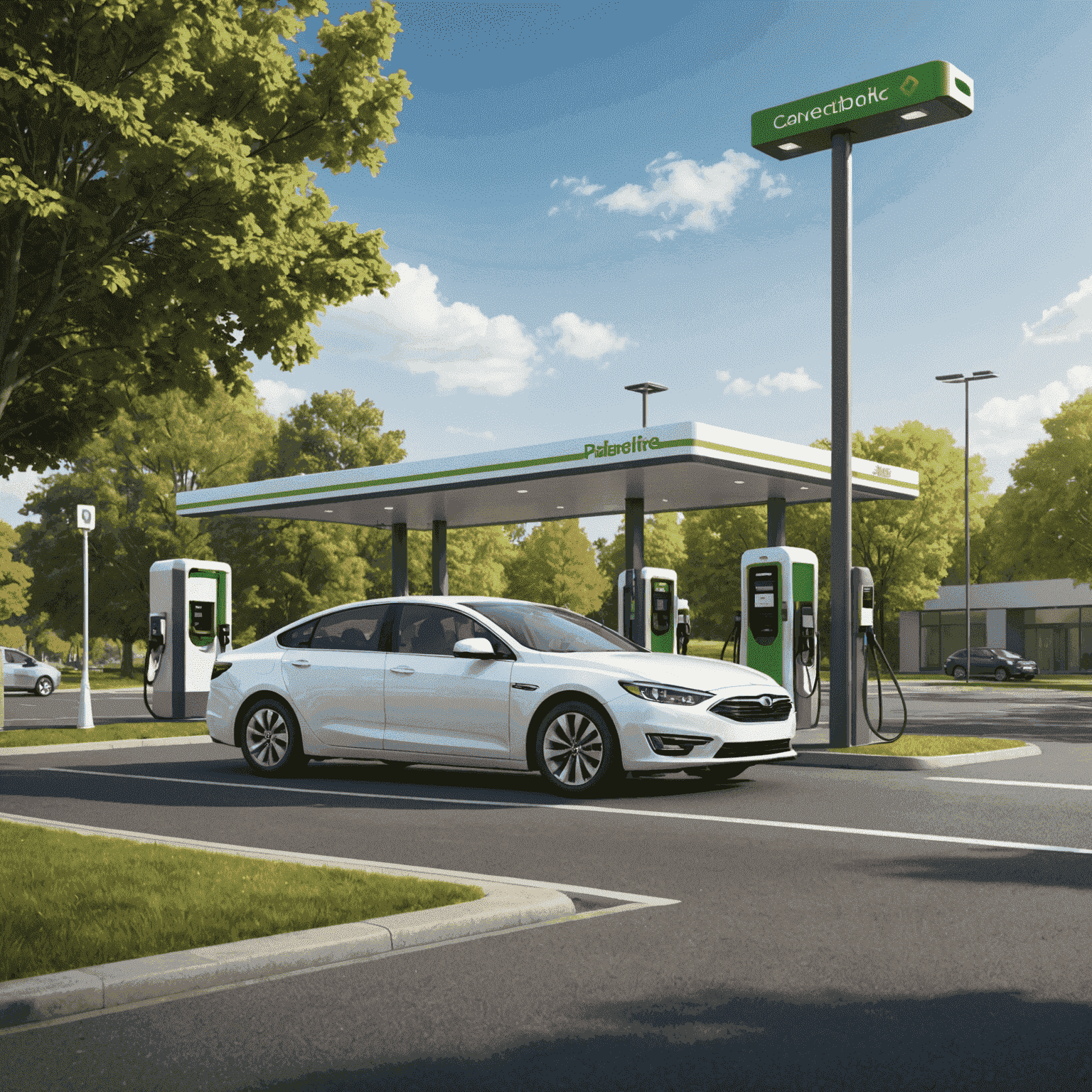 Illustration showcasing the benefits of online vehicle recharging, such as convenience and time savings